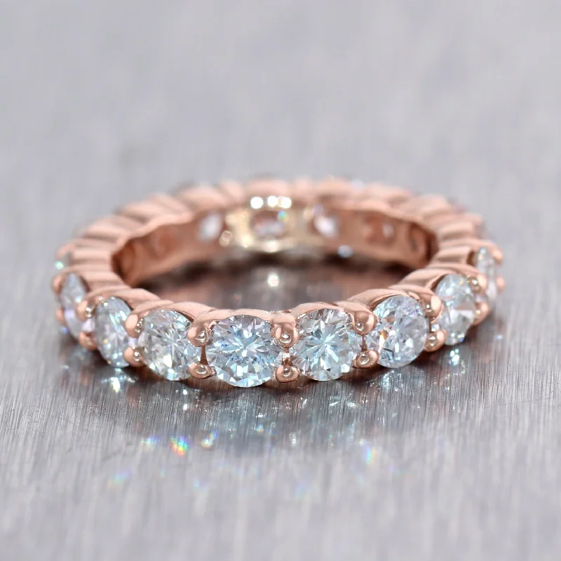 ladies engagement rings with zircon sparkle -Modern 14k Rose Gold 2.51ctw Diamond Eternity Band Ring