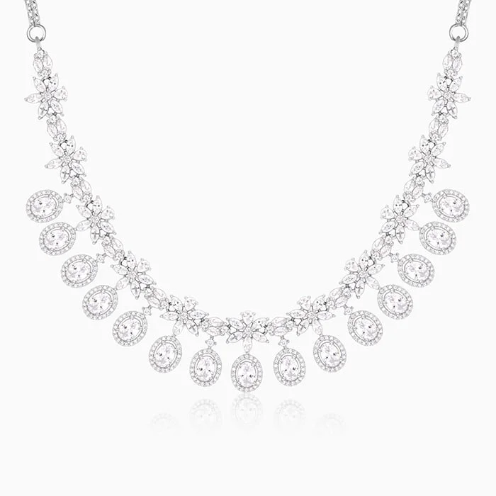 necklaces for mothers gift -Silver Gleaming Bridal Necklace