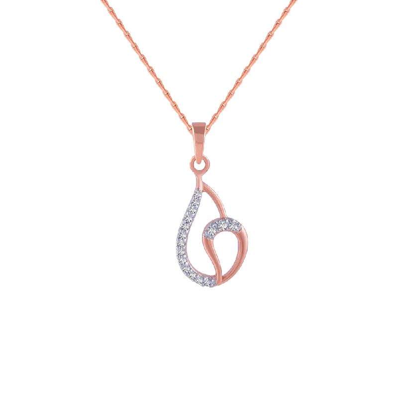 necklaces bold statement piece -14KT (585) Rose Gold And Diamond Pendant For Women