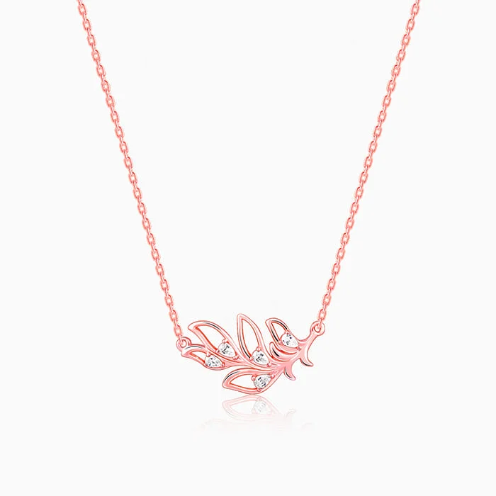 necklaces for teens trendy -Rose Gold Saumya Mor Pankh Necklace