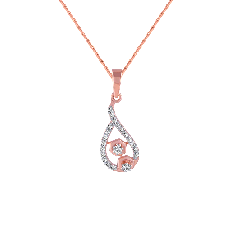 necklaces for evening wear -14KT (585) Rose Gold And Diamond Pendant For Women