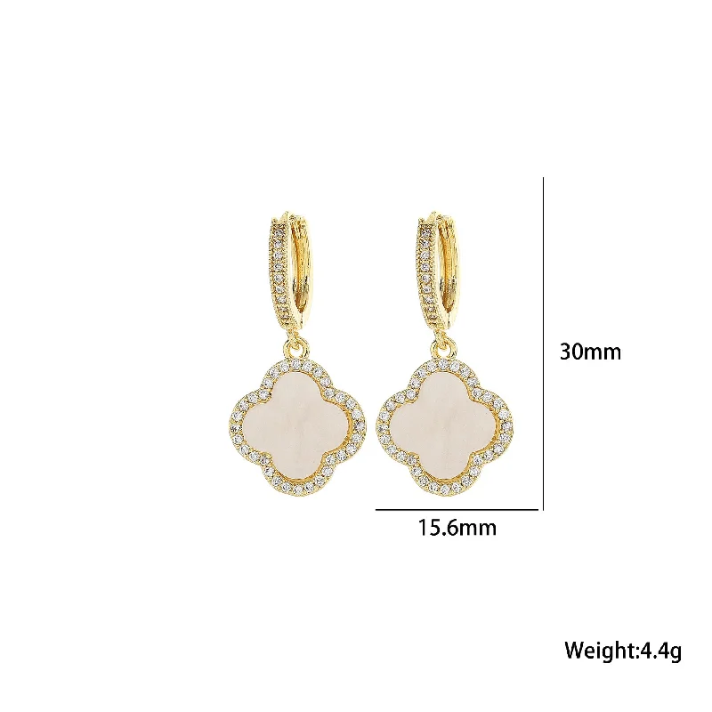 542 Gold White Bell Earrings