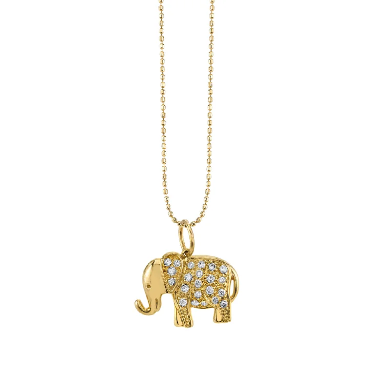 ladies engagement rings simple elegance -Gold & Diamond Elephant Charm