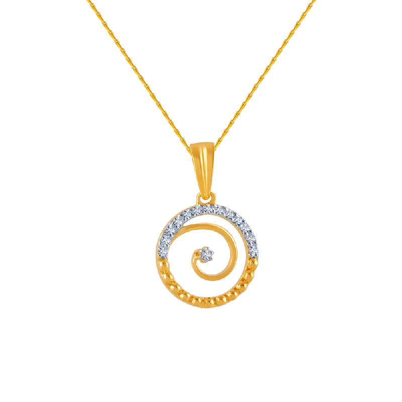 necklaces with feather pendant -14k (585) Yellow Gold And Diamond Pendant For Women