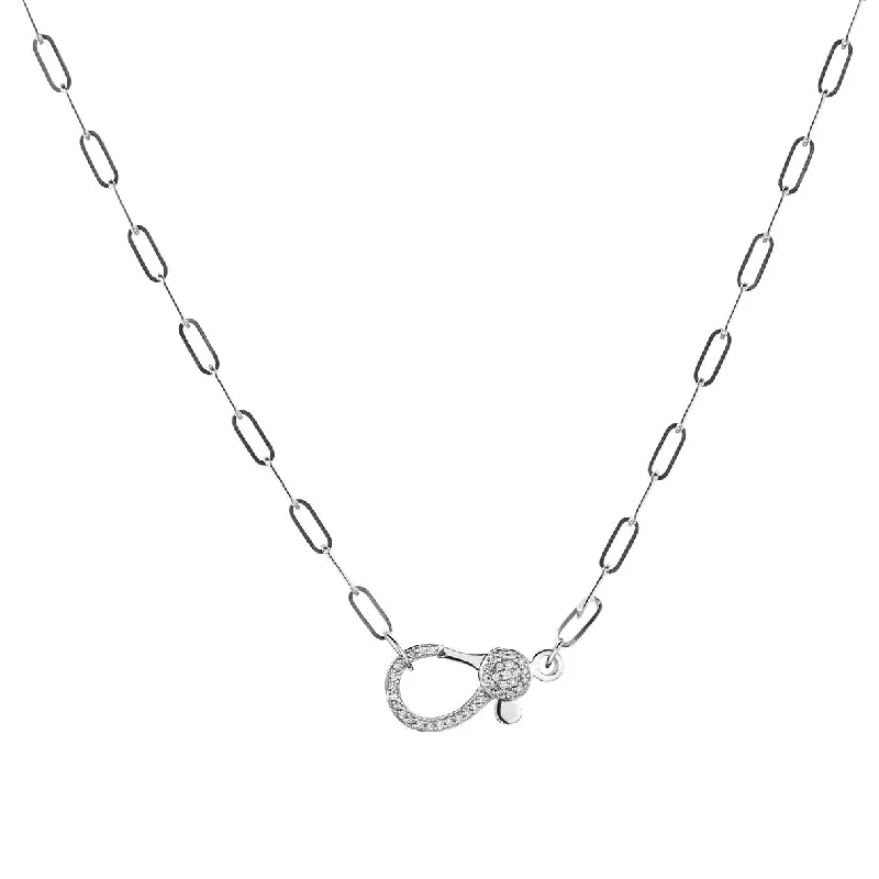 ladies engagement rings infinity symbol -DIAMOND CLASP ON PAPERCLIP CHAIN