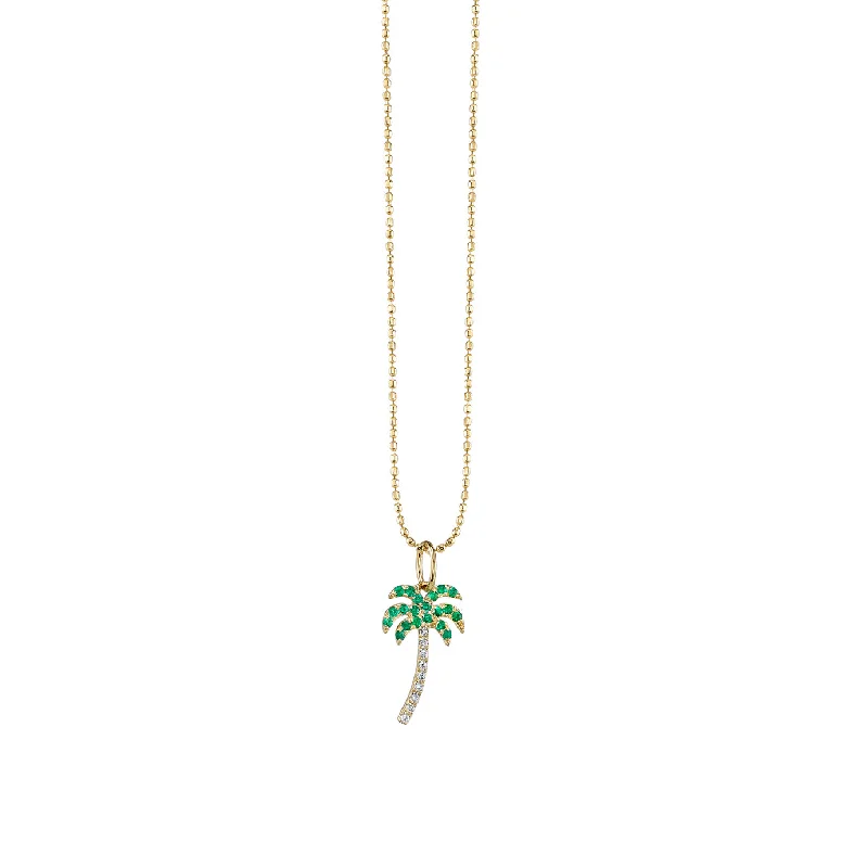 ladies engagement rings princess cut diamond -Gold & Diamond Palm Tree Charm