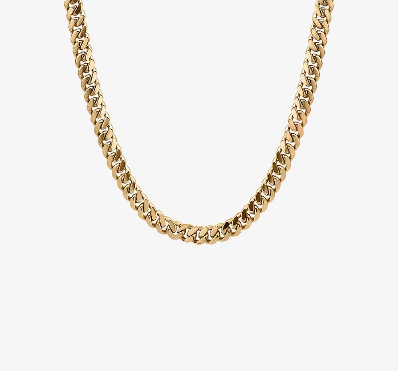 necklaces with floral charm -8mm Cuban Chain | Gold