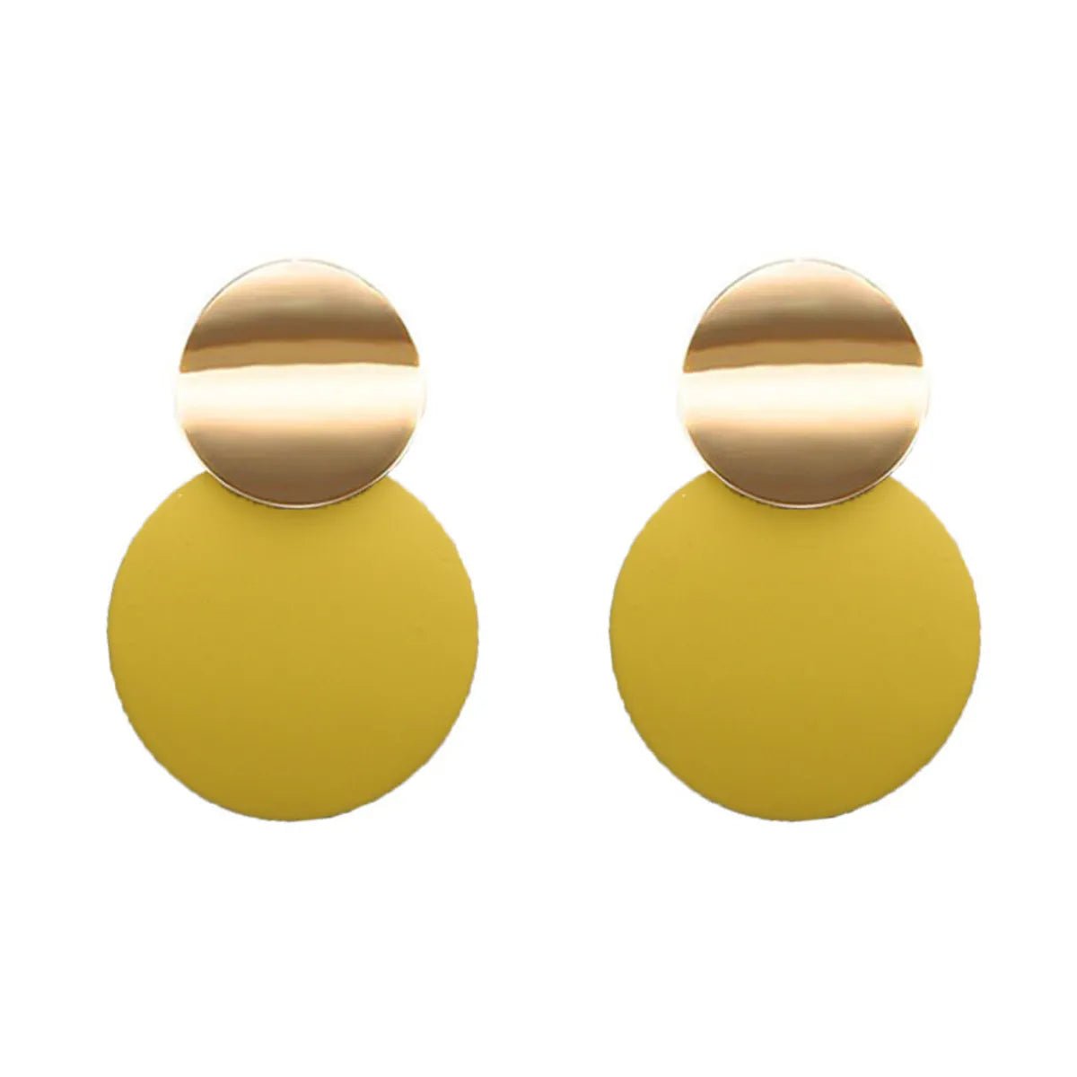 ladies earrings trendy minimalist vibe -1 Pair Retro Solid Color Stoving Varnish Metal Ear Studs