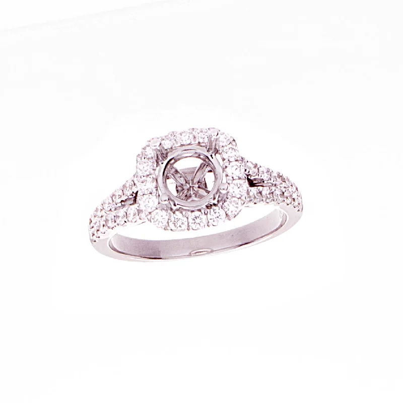 ladies engagement rings white gold shine -Diamond Semi Mount