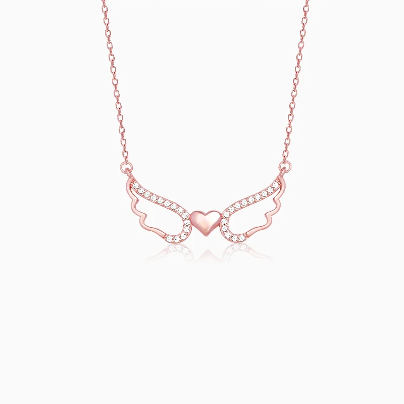 necklaces for wedding gift -Rose Gold Wing It With Love Necklace