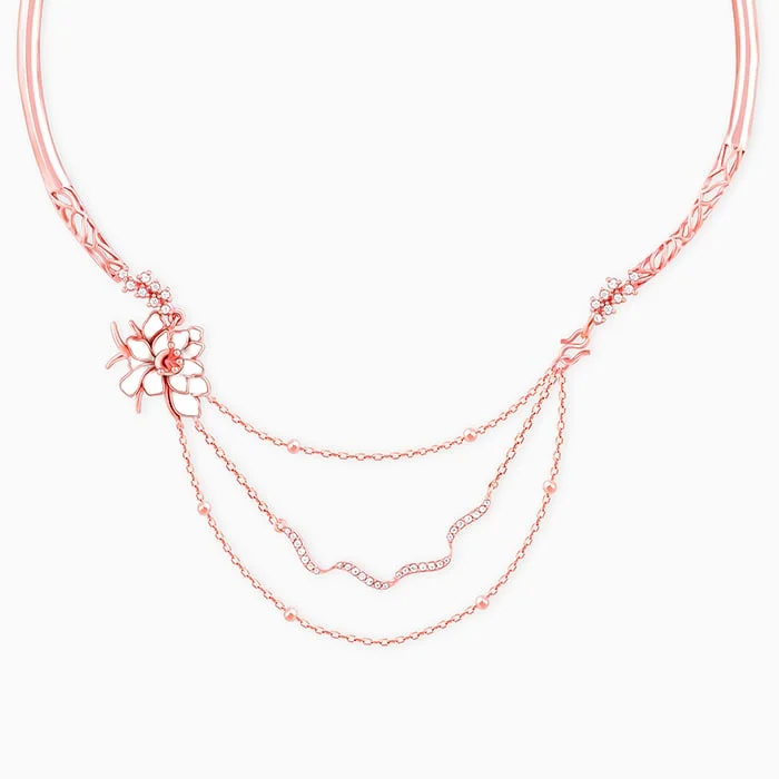 necklaces with infinity symbol -Rose Gold Brahma Kamal Statement Necklace