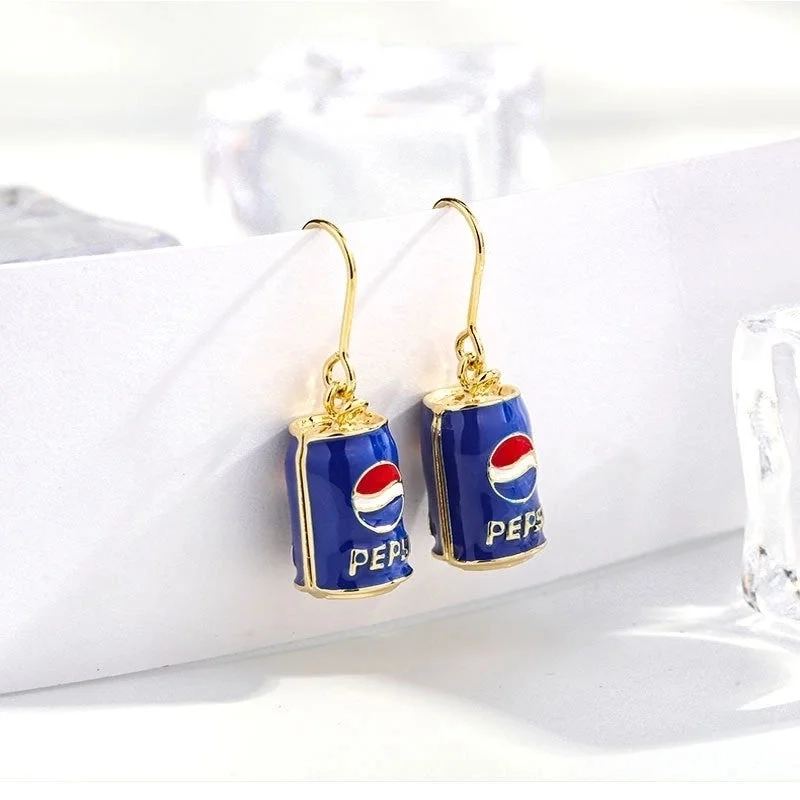 Blue Big Coke Can Earrings