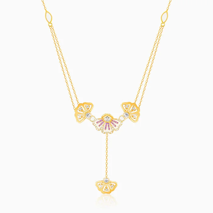 necklaces with ruby red -Golden Elegant Eyebright Lariat Necklace