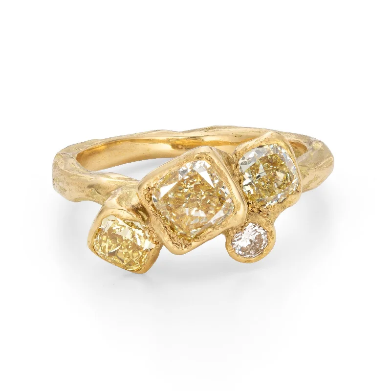 ladies engagement rings with lab grown stone -Yellow Diamond Carn Ring