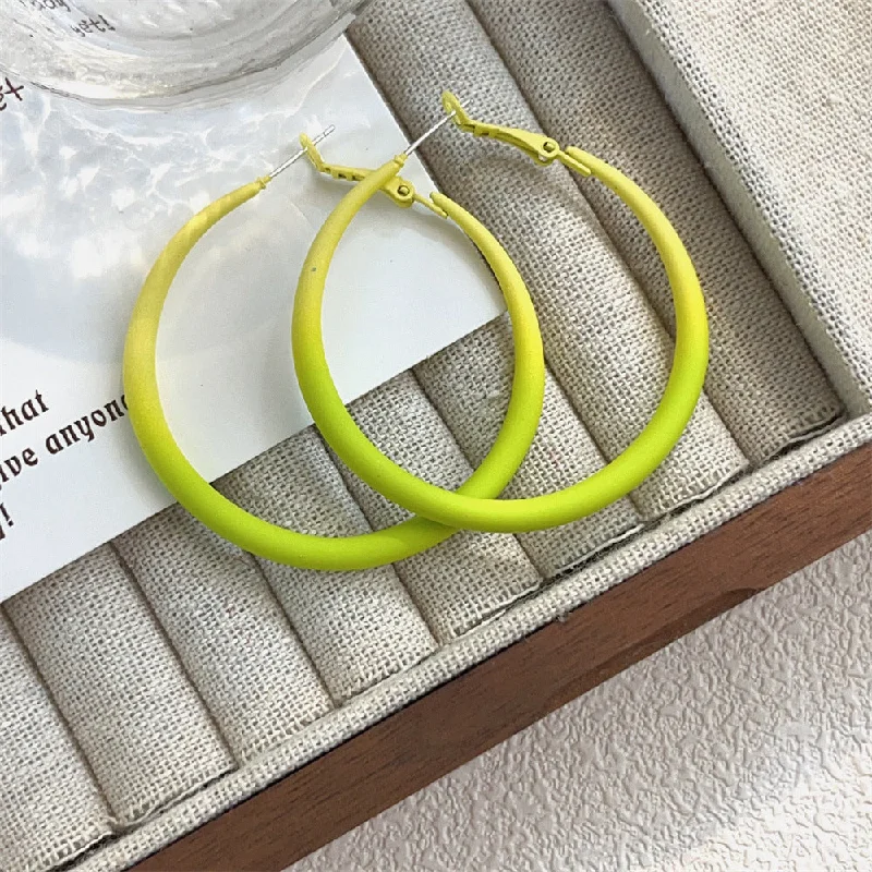 0607 Yellow Green Gradient Paint Ear Ring 925 Silver Needle