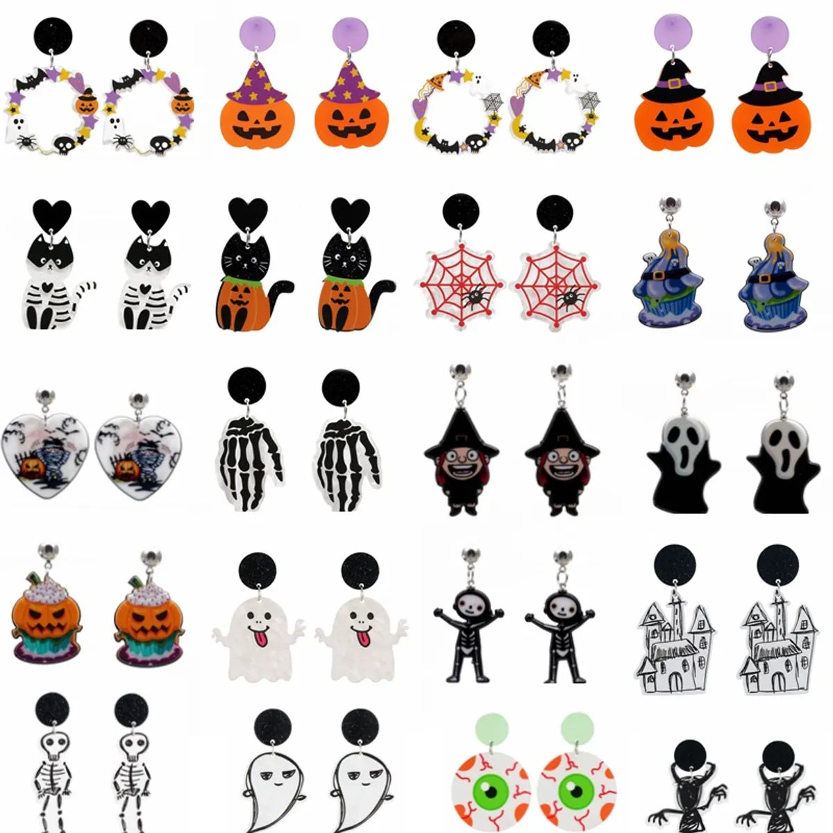 ladies earrings custom crafted -Fashion Halloween Pattern Acrylic No Inlaid Earrings