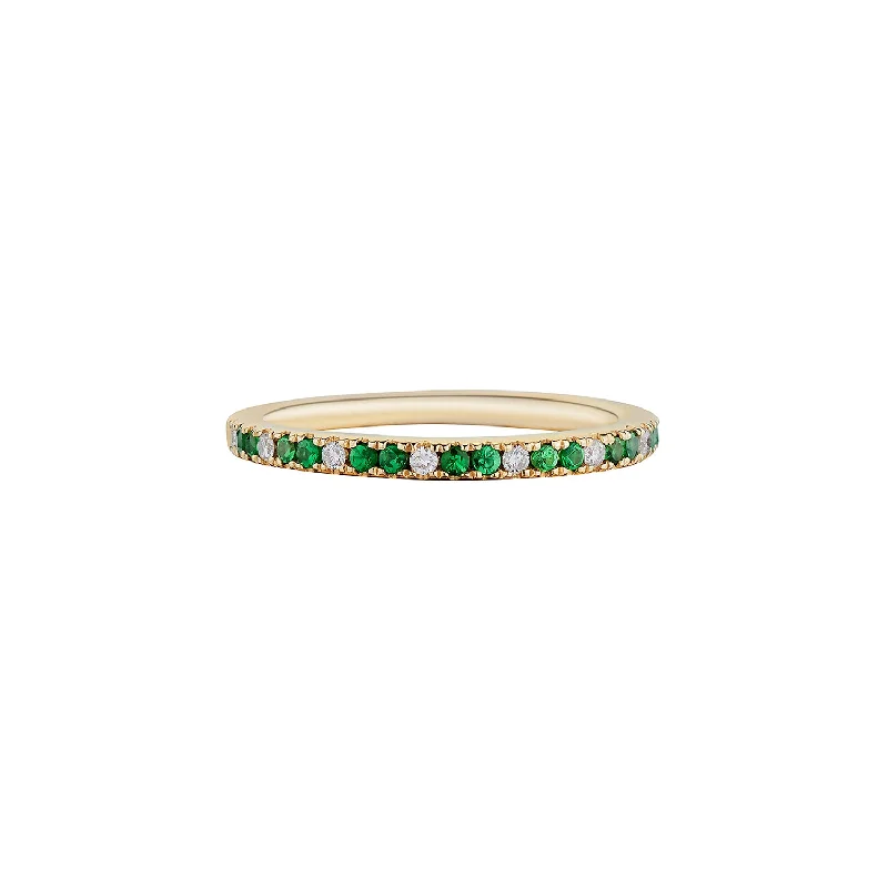 ladies engagement rings emerald cut elegance -TSAVORITE & DIAMOND ETERNITY BAND