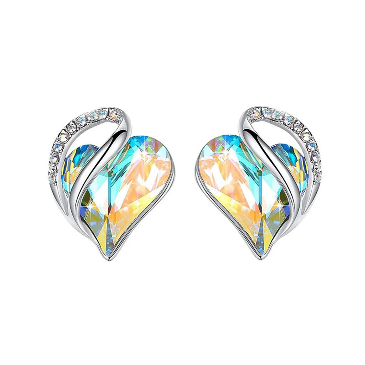 ladies earrings art deco charm -Simple Style Heart Shape Alloy Heart Plating Artificial Gemstones Women'S Ear Studs