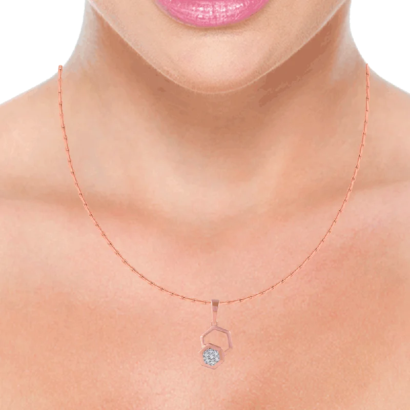 necklaces for party glamour -14KT (585) Rose Gold And Diamond Pendant For Women