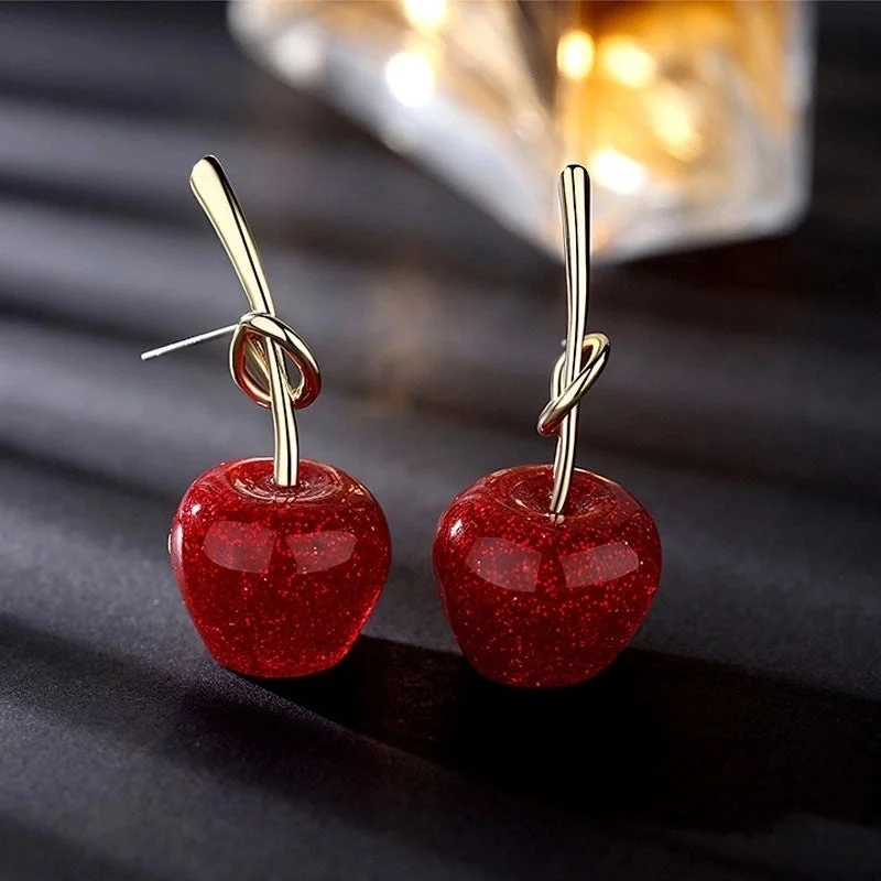 Red Cherry/Apple Stud Earrings