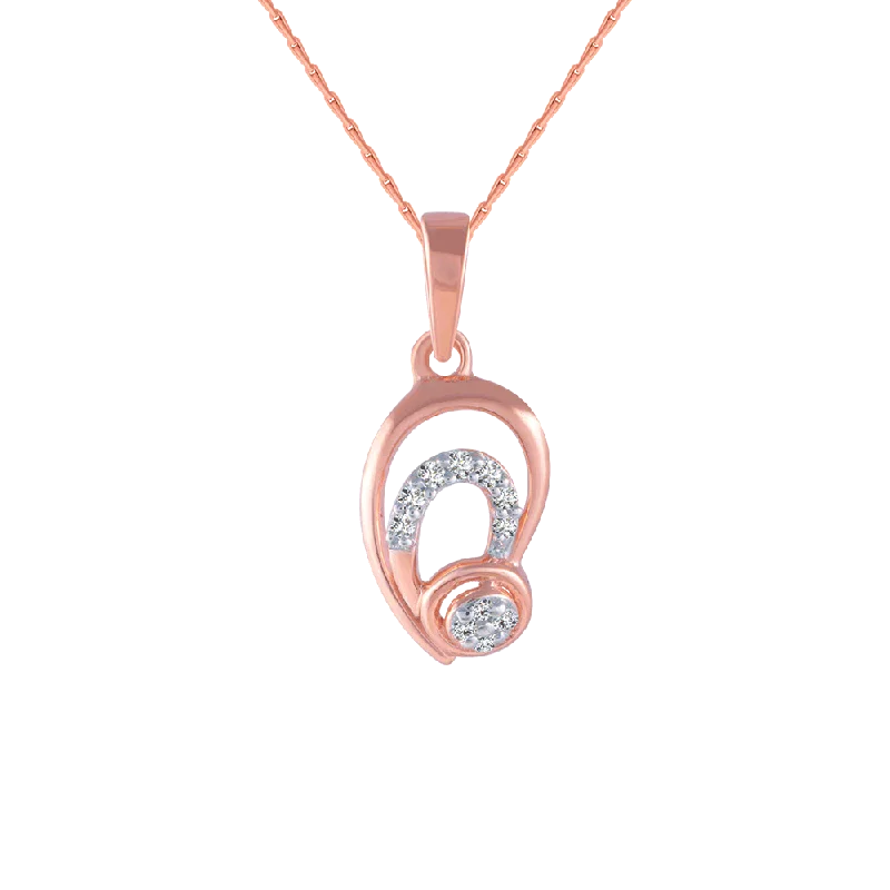 necklaces elegant gold tone -14KT (585) Rose Gold And Diamond Pendant For Women