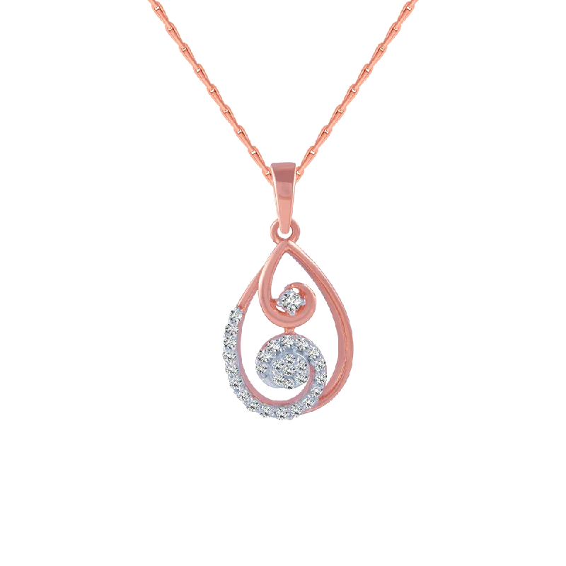 necklaces long chain style -14KT (585) Rose Gold And Diamond Pendant For Women