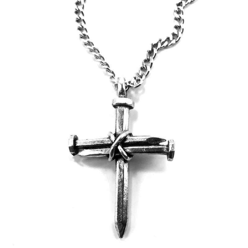 necklaces lightweight daily use -Nail Cross Necklace On 18 Inch Chain