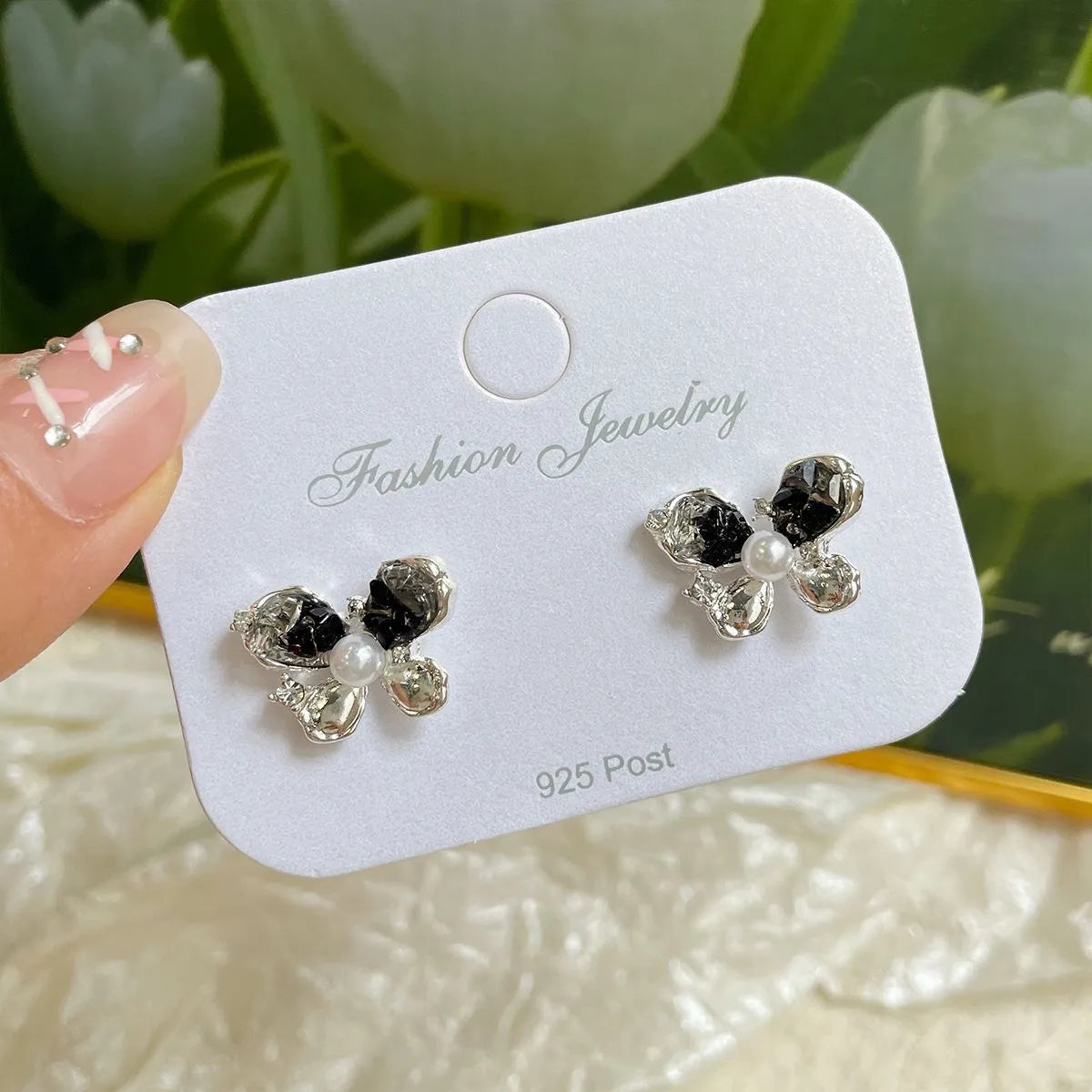 Gtd1 Black Crystal Butterfly Studs