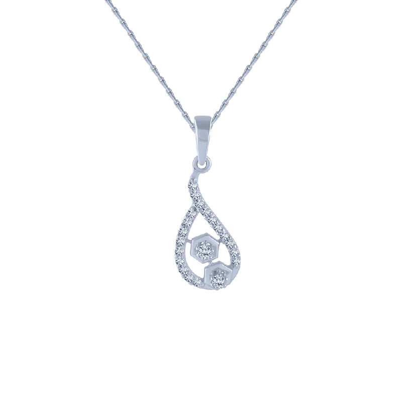 necklaces with pink sapphire -14KT (585) White Gold And Diamond Pendant For Women