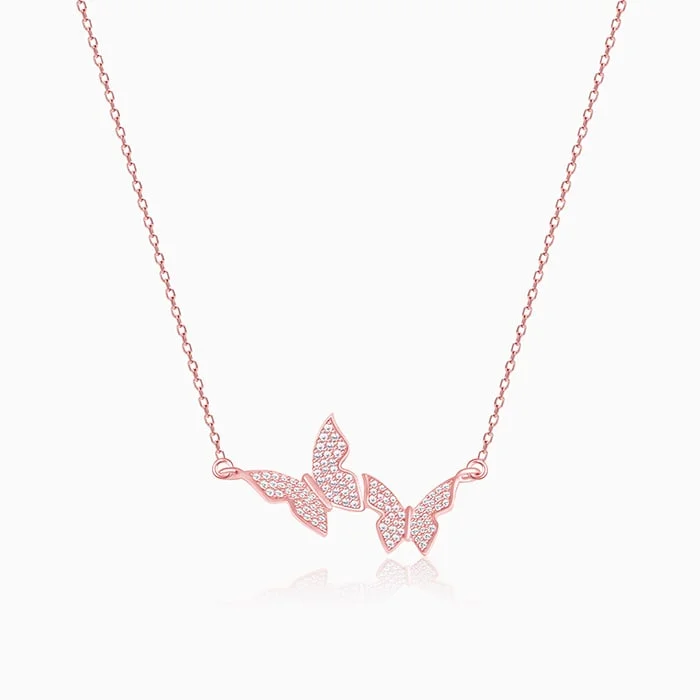 necklaces with silver pendant -Rose Gold Wavering Wings Necklace