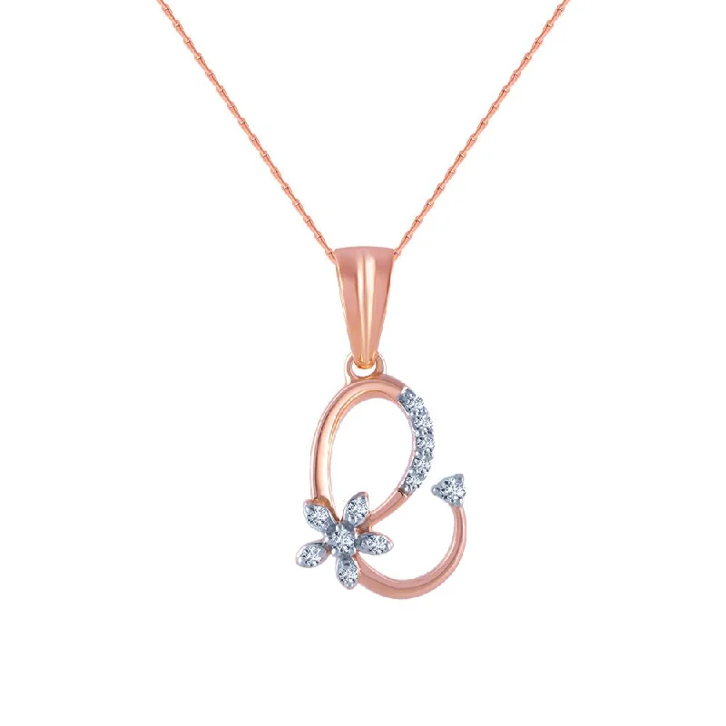 necklaces romantic delicate look -14k (585) Rose Gold And Diamond Pendant For Women