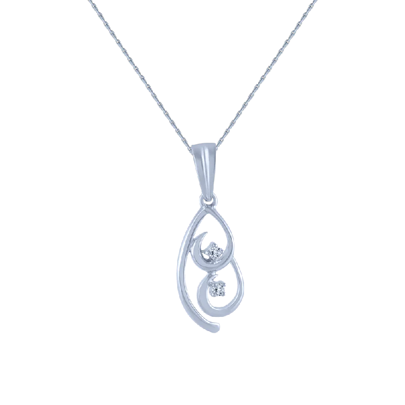 necklaces delicate thin chain -14k (585) White Gold And Diamond Pendant For Women