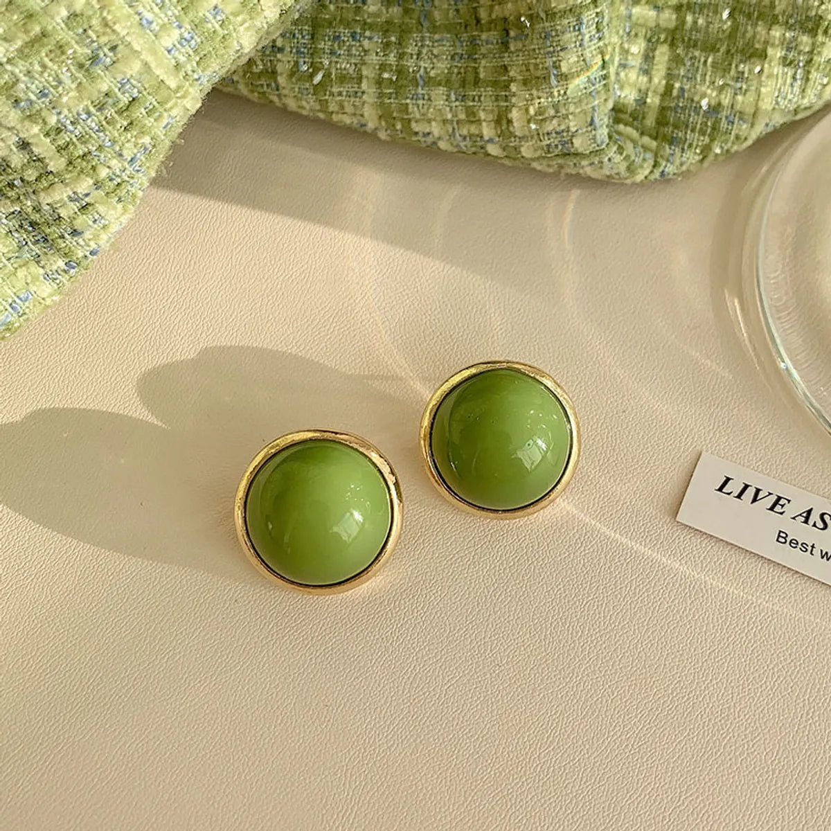 Round Green Ear Studs