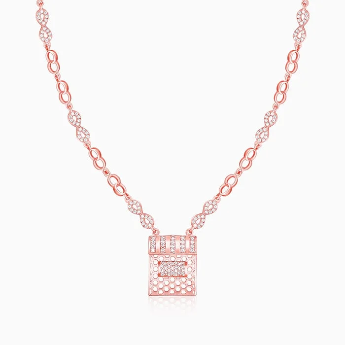 necklaces with moon charm -Rose Gold Endless Romance Necklace