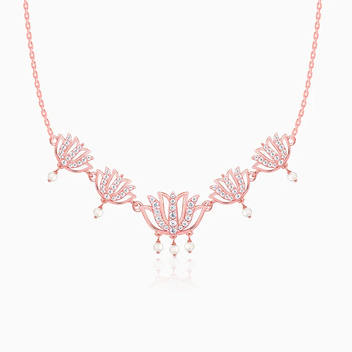 necklaces with zircon sparkle -Rose Gold Saumya Alli Necklace