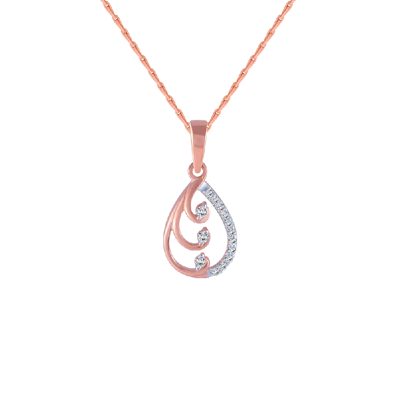 necklaces adjustable length fit -14KT (585) Rose Gold And Diamond Pendant For Women