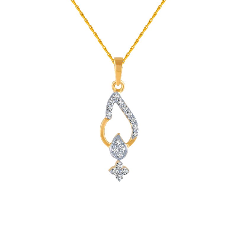 necklaces with cross pendant -14KT (585) Yellow Gold And Diamond Pendant For Women