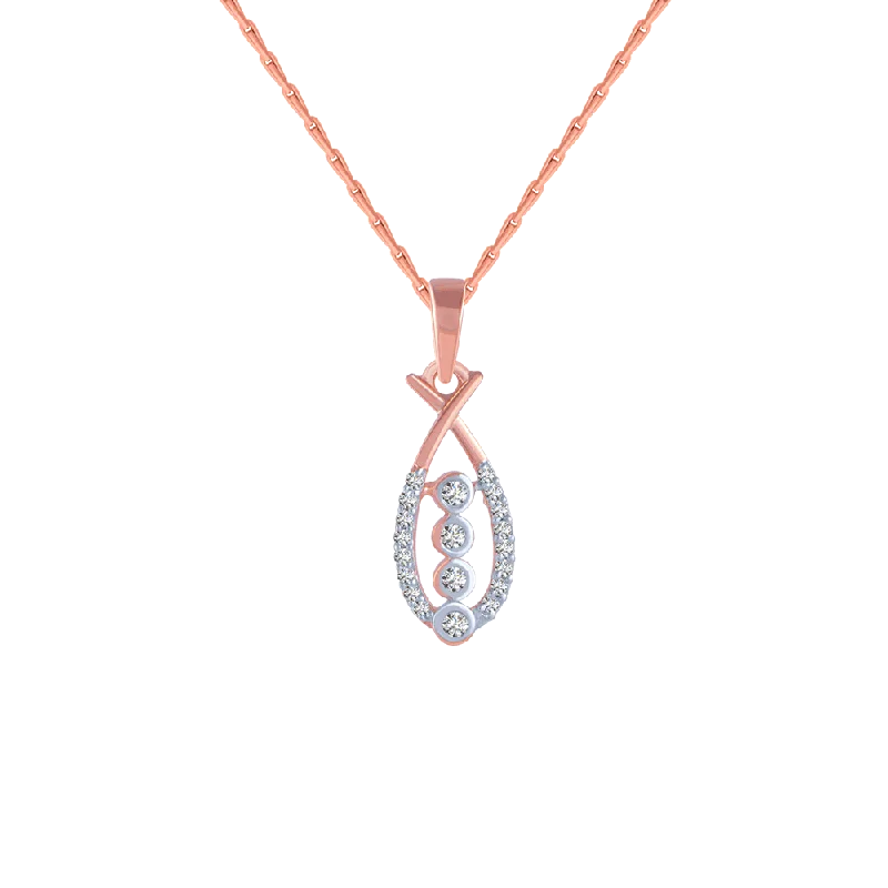 necklaces with amethyst purple -14KT (585) Rose Gold And Diamond Pendant For Women