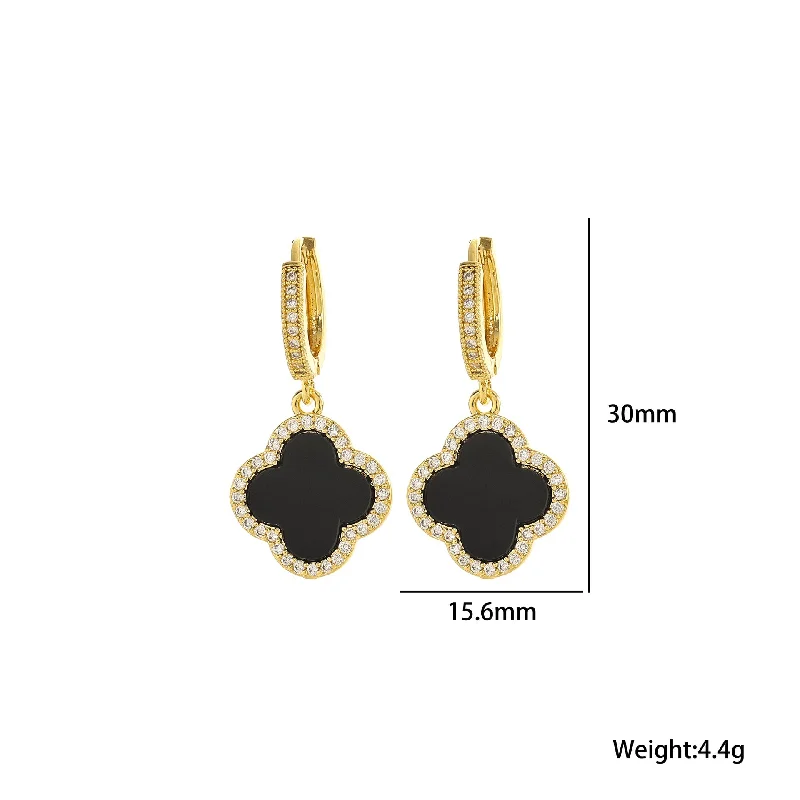 542 Gold Black Bell Earrings