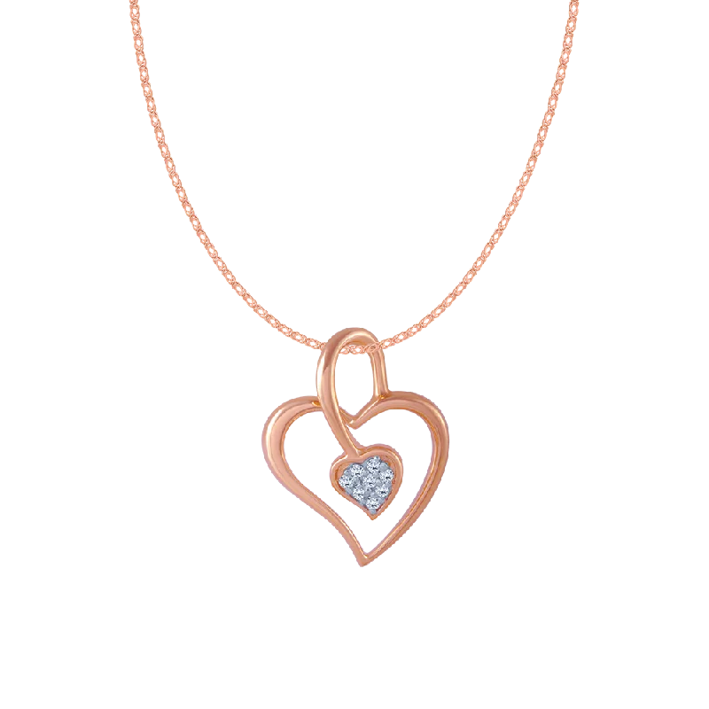 necklaces for women gold elegance -14KT (585) Rose Gold And Diamond Pendant For Women