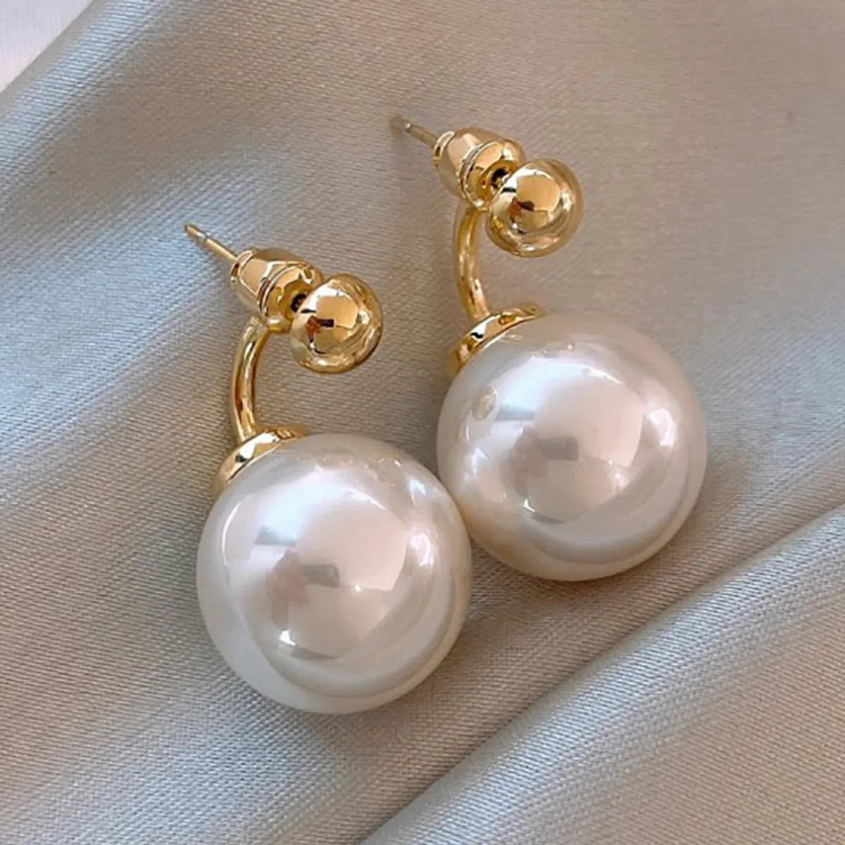 2# Silver Needle Gold Pearl Earrings