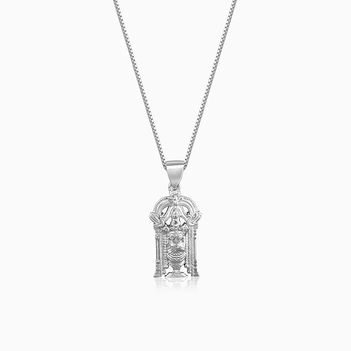 necklaces trendy 2025 design -Silver Venkateswara Pendant with  Link Chain For Him