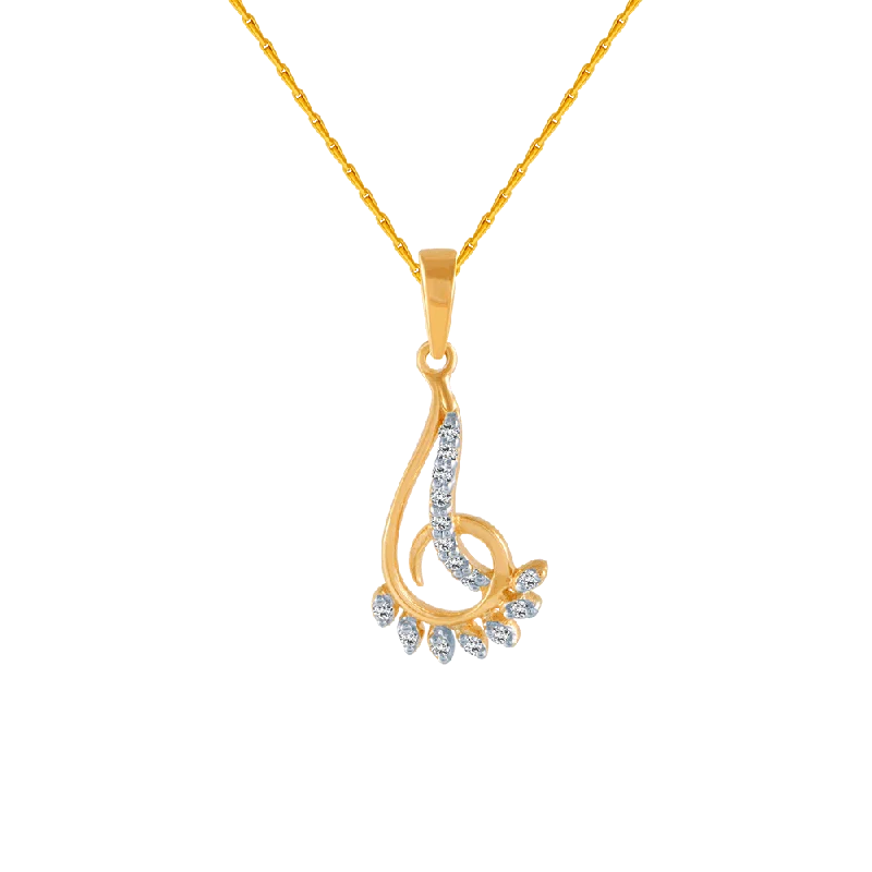 necklaces trendy 2025 design -14KT (585) Yellow Gold And Diamond Pendant For Women