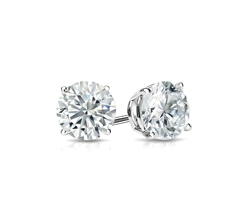 ladies engagement rings vintage inspired -Round Diamond Studs