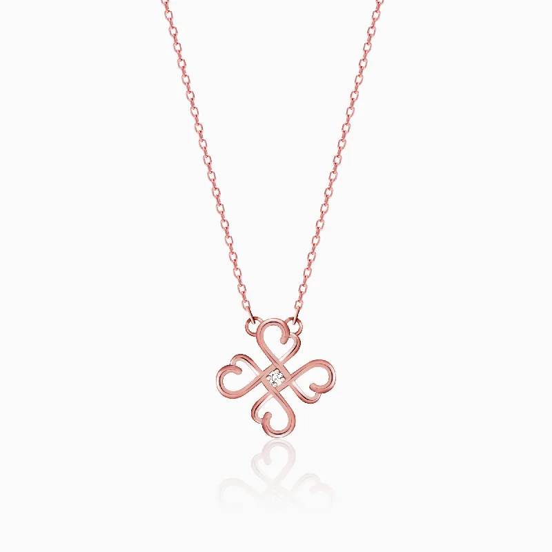 necklaces for men leather style -Rose Gold Clover Necklace