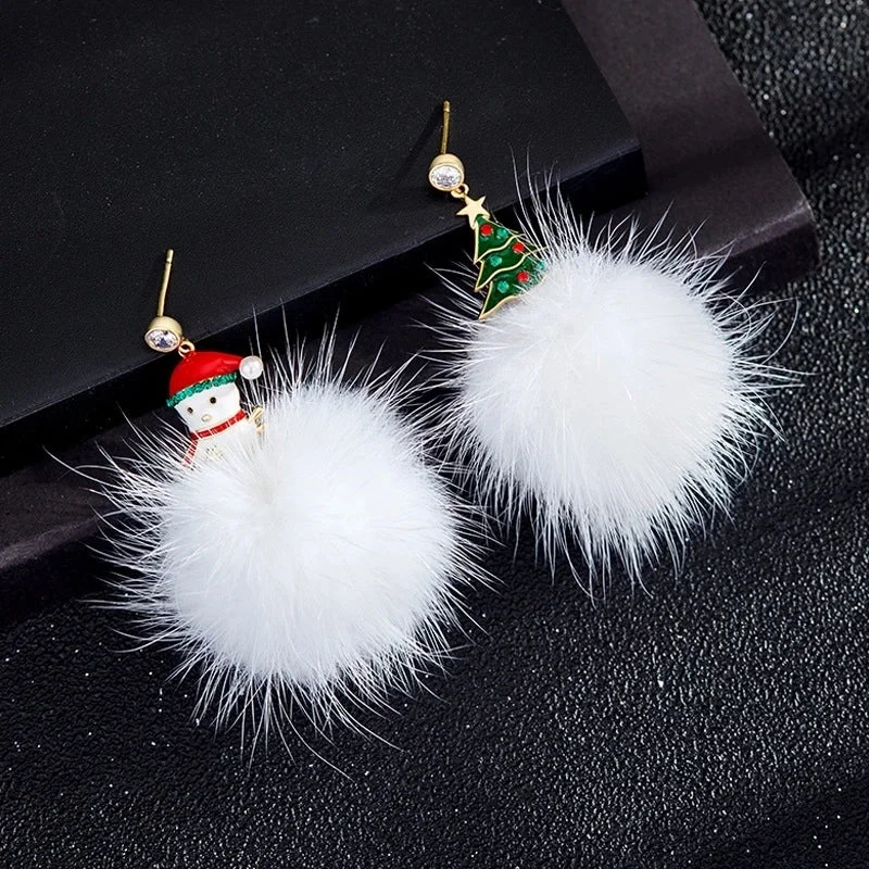 Snowman Christmas Tree White Fur Ball