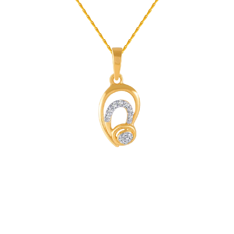 necklaces lightweight daily use -14KT (585) Yellow Gold And Diamond Pendant For Women