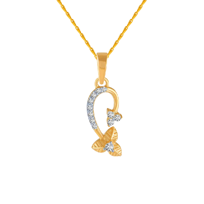 necklaces rose gold fashion -14KT (585) Yellow Gold And Diamond Pendant For Women