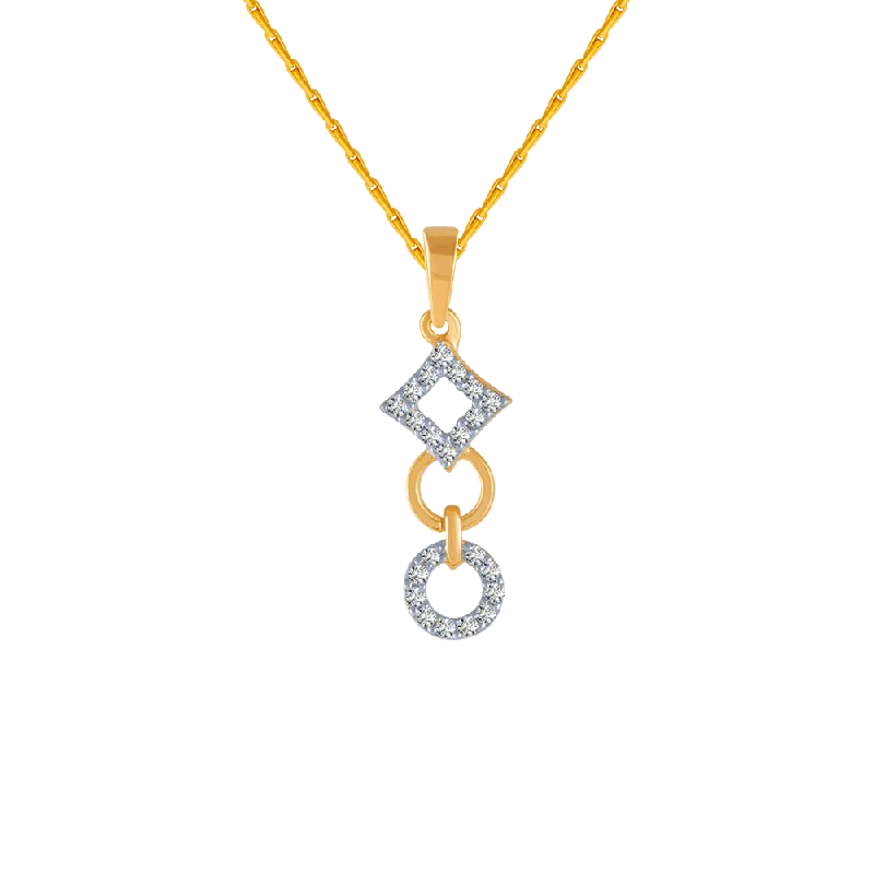 necklaces with pearl drop -14KT (585) Yellow Gold And Diamond Pendant For Women