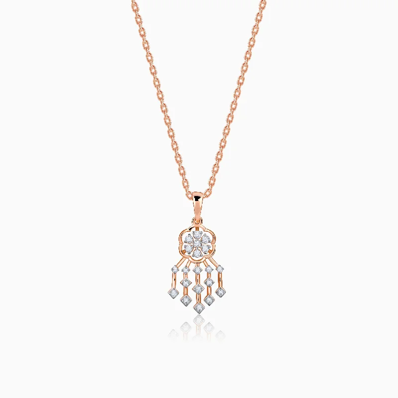 necklaces for evening wear -Rose Gold Radiant Bloom Diamond Pendant